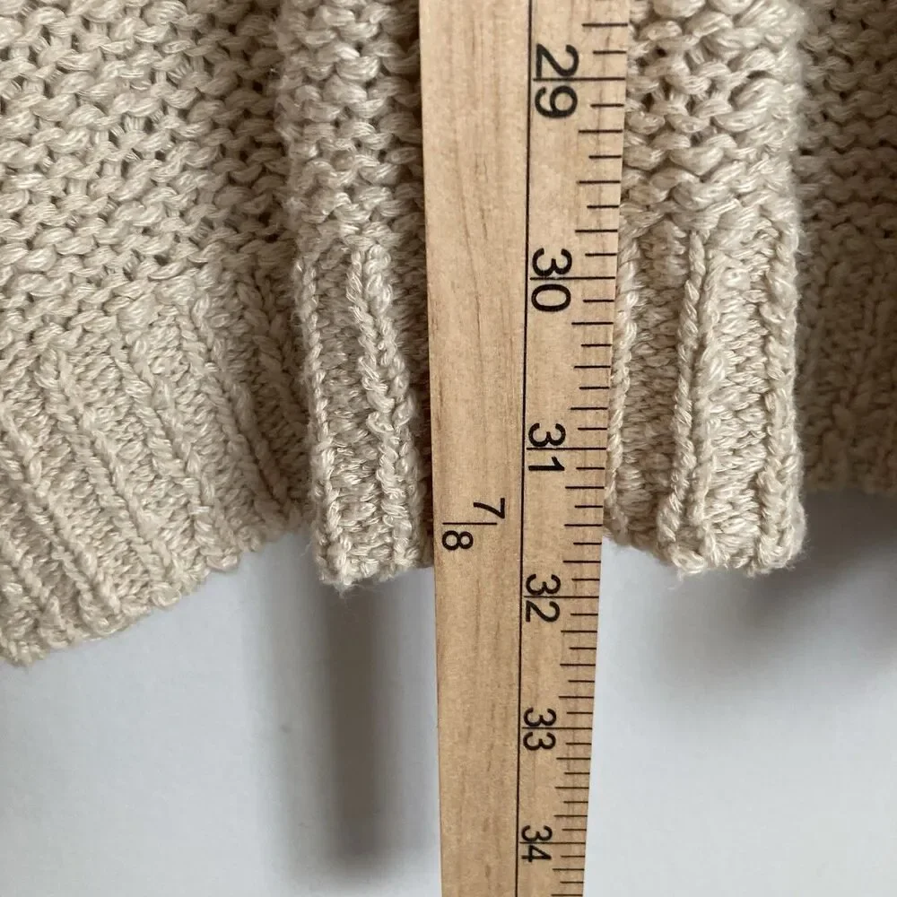 Aerie Open Knit Cardigan XL Cotton Blend Beige Boho Hippie Beach - Picture 9 of 9